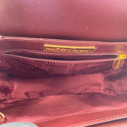 CARTIER Must Line Shoulder Bag leather wine-red WS32853