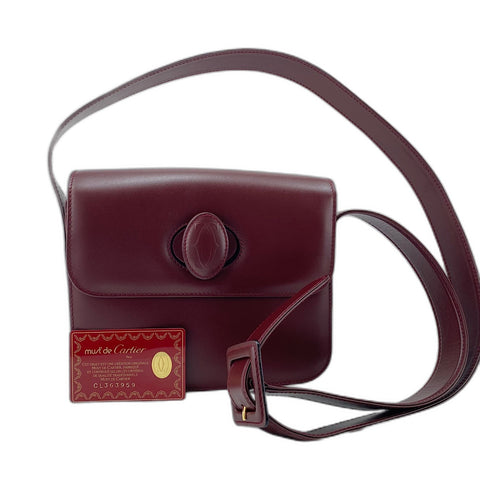 CARTIER Must Line Shoulder Bag leather wine-red WS32853