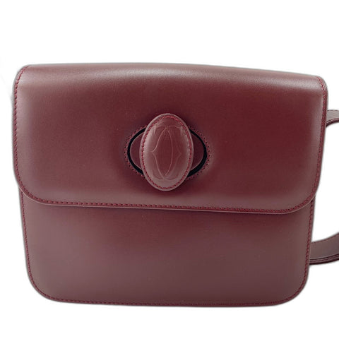 CARTIER Must Line Shoulder Bag leather wine-red WS32853