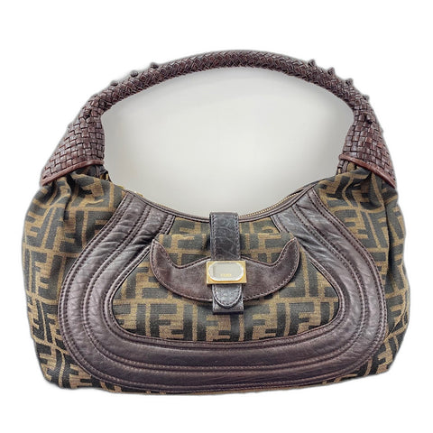 FENDI Spybag Zucca Handbag canvas Brown WS32856