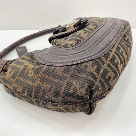 FENDI Spybag Zucca Handbag canvas Brown WS32856
