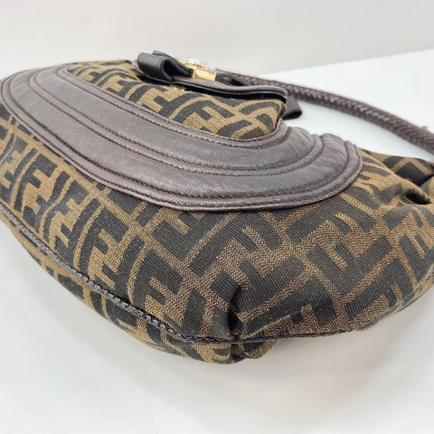 FENDI Spybag Zucca Handbag canvas Brown WS32856