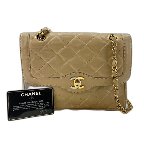 CHANEL Matelasse Shoulder Bag lambskin beige WS32860