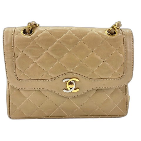 CHANEL Matrasse Shoulder Bag lambskin beige WS32860