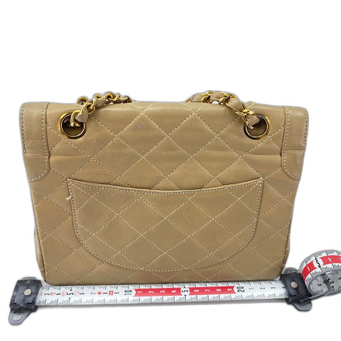CHANEL Matrasse Shoulder Bag lambskin beige WS32860