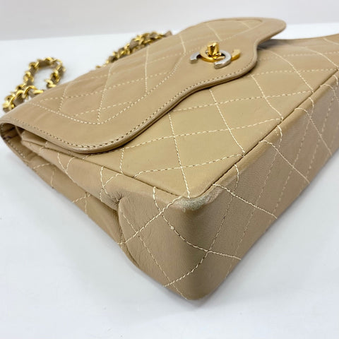 CHANEL Matelasse Shoulder Bag lambskin beige WS32860