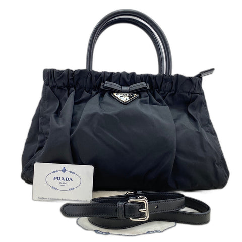 PRADA 2WAY Handbag Nylon black WS32865