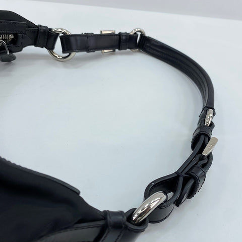 PRADA Triangular plate Shoulder Bag Nylon black WS32866