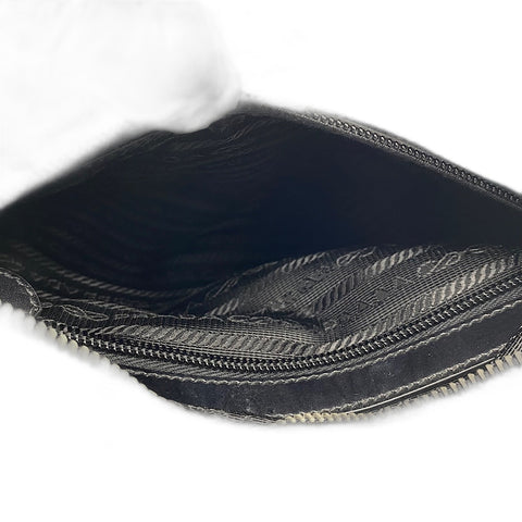 PRADA Triangular plate Shoulder Bag Nylon black WS32866