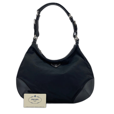 PRADA Triangular plate Shoulder Bag Nylon black WS32866
