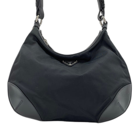 PRADA Triangular plate Shoulder Bag Nylon black WS32866