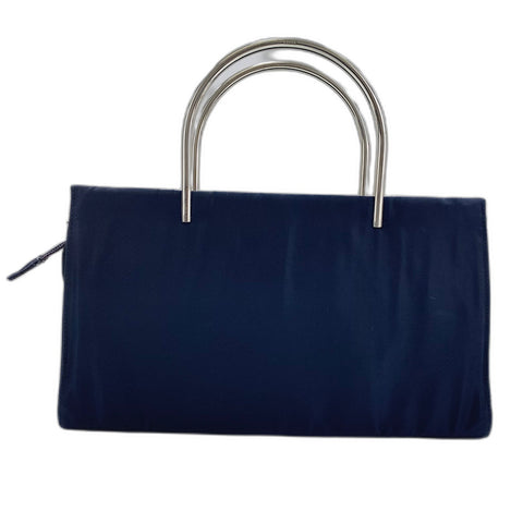 PRADA Metal handle, triangular plate Handbag Nylon Navy WS32867