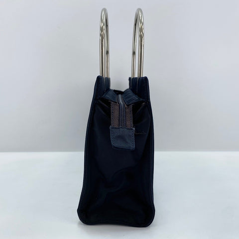 PRADA Metal handle, triangular plate Handbag Nylon Navy WS32867
