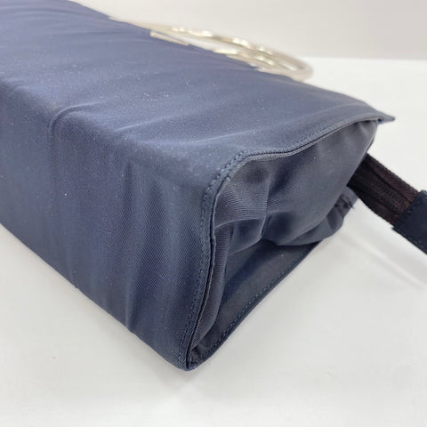 PRADA Metal handle, triangular plate Handbag Nylon Navy WS32867