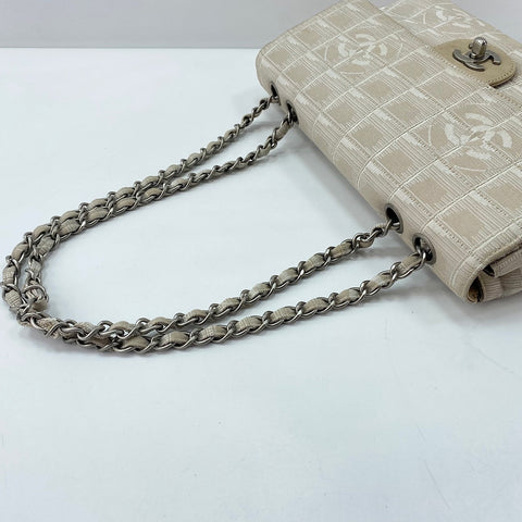 CHANEL New Travel Line 25 Shoulder Bag canvas beige WS32870