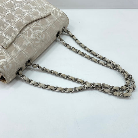 CHANEL New Travel Line 25 Shoulder Bag canvas beige WS32870