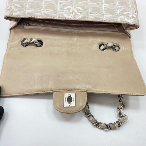CHANEL New Travel Line 25 Shoulder Bag canvas beige WS32870