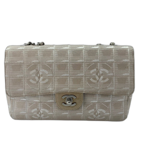 CHANEL New Travel Line 25 Shoulder Bag canvas beige WS32870