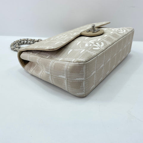 CHANEL New Travel Line 25 Shoulder Bag canvas beige WS32870