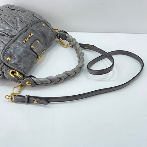 Miu Miu 2WAY Matelass Handbag leather gray WS32872