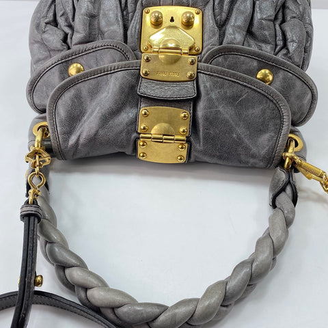 Miu Miu 2WAY Matelass Handbag leather gray WS32872