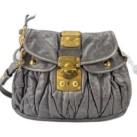 Miu Miu 2WAY Matelass Handbag leather gray WS32872