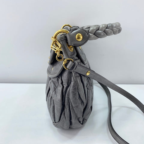 Miu Miu 2WAY Matelass Handbag leather gray WS32872