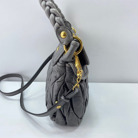 Miu Miu 2WAY Matelass Handbag leather gray WS32872