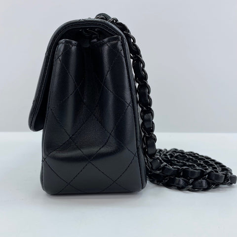CHANEL Mini Matelasse Shoulder Bag lambskin black WS32875