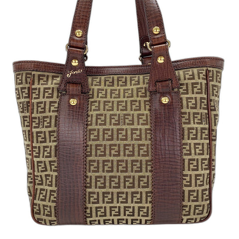 FENDI Zucchino Tote Bag canvas Brown WS32881