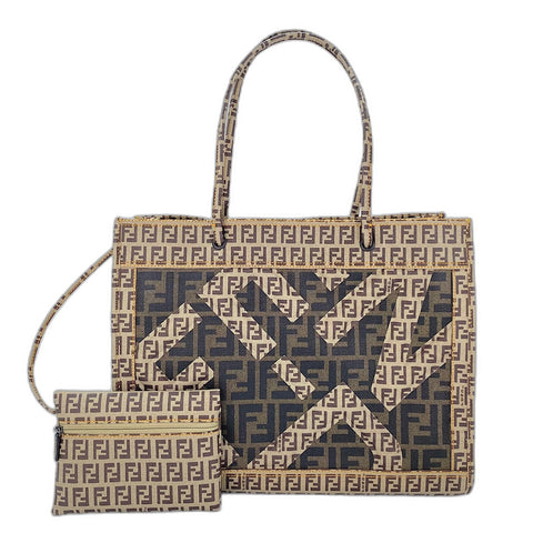 FENDI Zucca, Zucchino Tote Bag PVC Brown WS32882