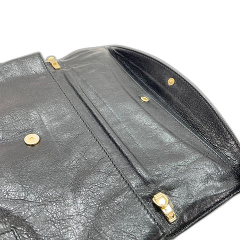 BALENCIAGA Giant Embroidery 2WAY Clutch bag leather black WS32885