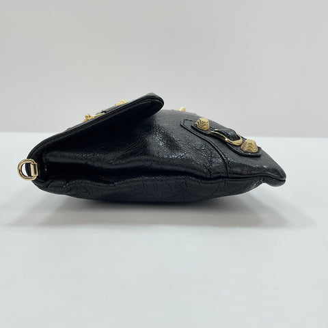 BALENCIAGA Giant Embroidery 2WAY Clutch bag leather black WS32885