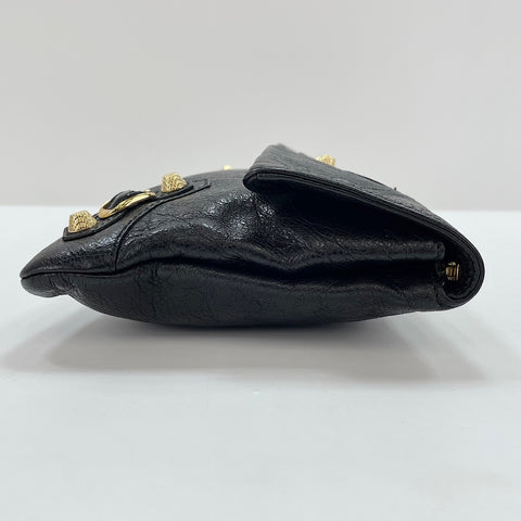 BALENCIAGA Giant Embroidery 2WAY Clutch bag leather black WS32885