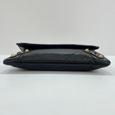 BALENCIAGA Giant Embroidery 2WAY Clutch bag leather black WS32885