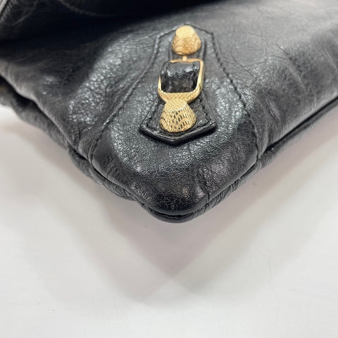 BALENCIAGA Giant Embroidery 2WAY Clutch bag leather black WS32885