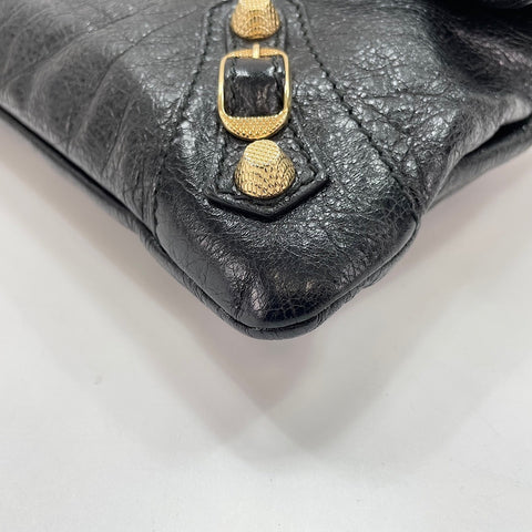 BALENCIAGA Giant Embroidery 2WAY Clutch bag leather black WS32885