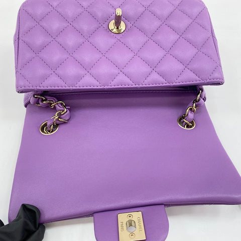 CHANEL Mini matrasse Shoulder Bag lambskin purple WS32887