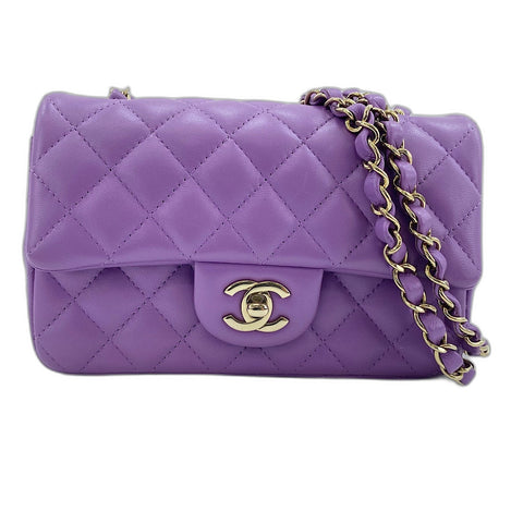 CHANEL Mini matrasse Shoulder Bag lambskin purple WS32887