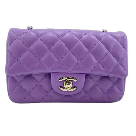CHANEL Mini matrasse Shoulder Bag lambskin purple WS32887