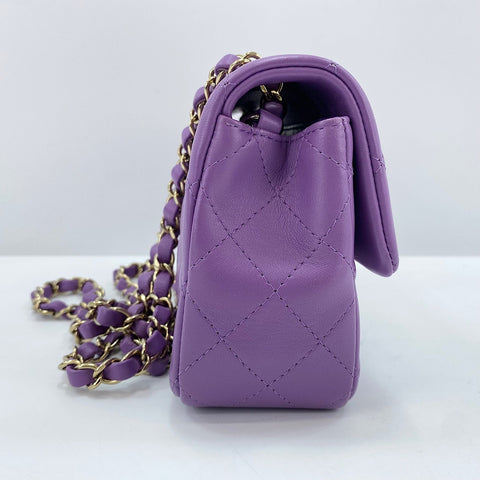 CHANEL Mini matrasse Shoulder Bag lambskin purple WS32887