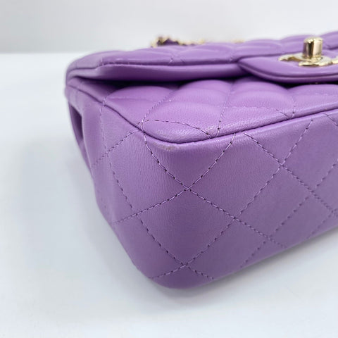 CHANEL Mini matrasse Shoulder Bag lambskin purple WS32887