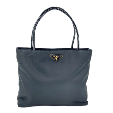 PRADA Triangular plate Tote Bag Nylon black WS32893
