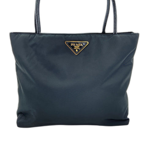 PRADA Triangular plate Tote Bag Nylon black WS32893