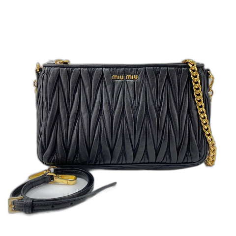 Miu Miu Materasse 2WAY Shoulder Bag leather black WS32896