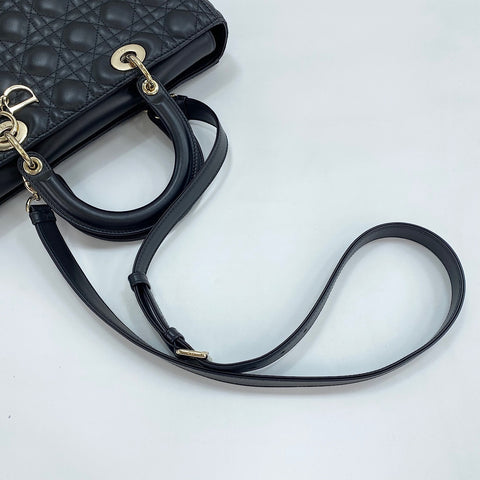 Christian Dior Lady Christian Dior Large 2WAY Handbag leather black WS32898