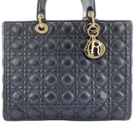 Christian Dior Lady Christian Dior Large 2WAY Handbag leather black WS32898