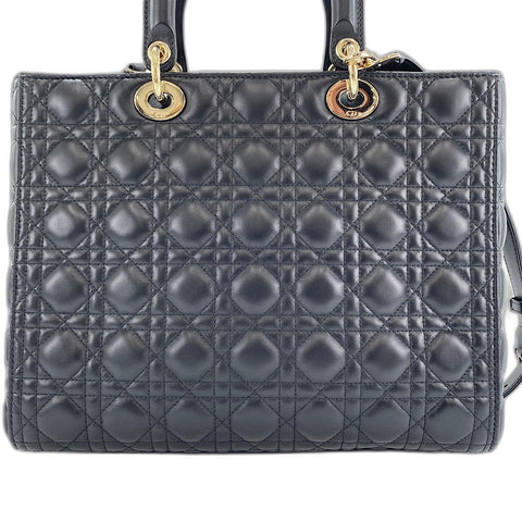 Christian Dior Lady Christian Dior Large 2WAY Handbag leather black WS32898