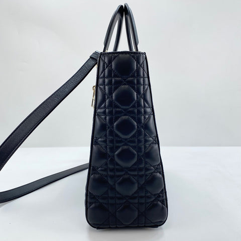 Christian Dior Lady Christian Dior Large 2WAY Handbag leather black WS32898