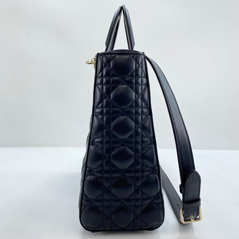 Christian Dior Lady Christian Dior Large 2WAY Handbag leather black WS32898